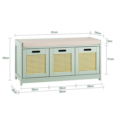 Rootz Shoe Storage Bench - Entryway Organizer - Shoe Cabinet - Padded Seat Comfort - 90x45x35cm