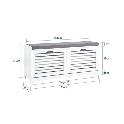 Rootz Shoe Cabinet - Storage Organizer - Entryway Bench - Seat Cushion Included - 60x49x29cm