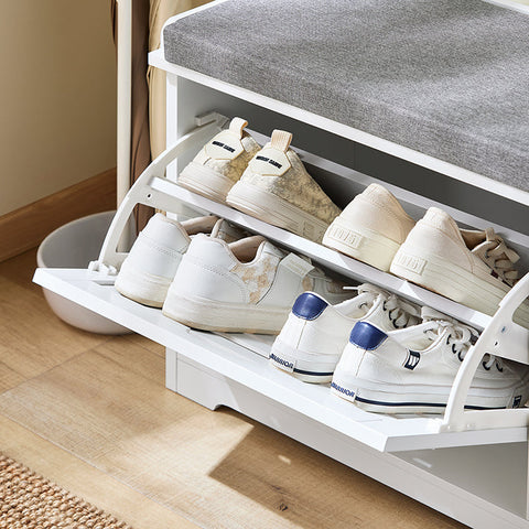 Rootz Shoe Cabinet - Storage Organizer - Entryway Bench - Seat Cushion Included - 60x49x29cm
