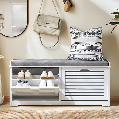 Rootz Shoe Cabinet - Storage Organizer - Entryway Bench - Seat Cushion Included - 60x49x29cm