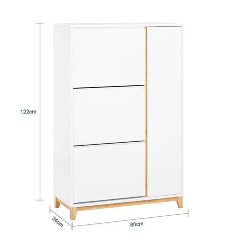 Rootz 3 Compartment Shoe Cabinet - Storage Organizer - Shoe Rack - Dust-Free Access - 59cm x 115cm x 40cm