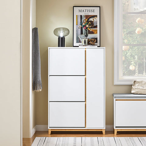 Rootz 3 Compartment Shoe Cabinet - Storage Organizer - Shoe Rack - Dust-Free Access - 59cm x 115cm x 40cm