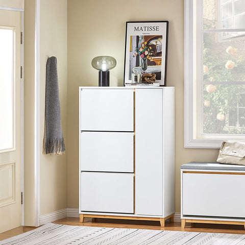 Rootz 3 Compartment Shoe Cabinet - Storage Organizer - Shoe Rack - Dust-Free Access - 59cm x 115cm x 40cm