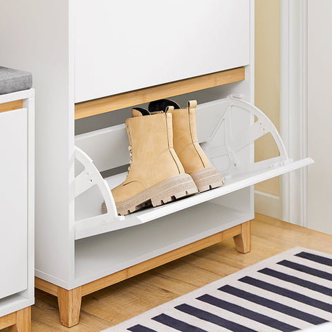 Rootz Modern Shoe Cabinet - Shoe Organizer - Folding Shoe Storage - Space Efficient - 60cm x 122cm x 34cm