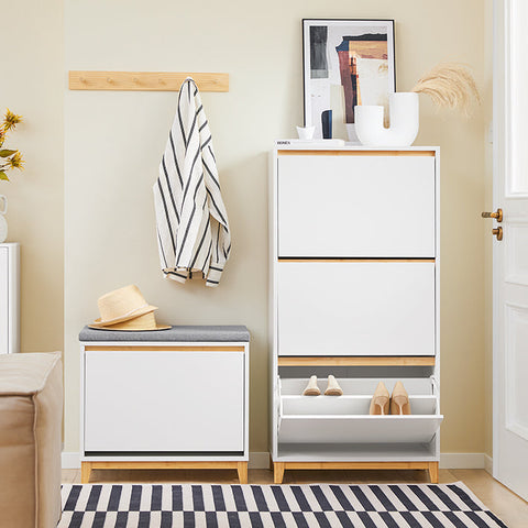 Rootz Modern Shoe Cabinet - Shoe Organizer - Folding Shoe Storage - Space Efficient - 60cm x 122cm x 34cm