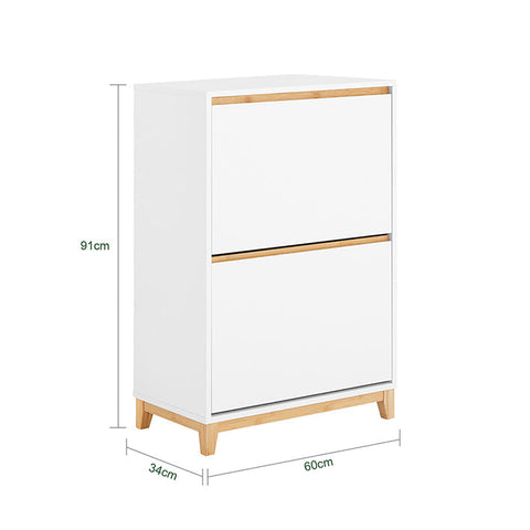 Rootz Modern Shoe Cabinet - Foldable Compartments - Space-Saving Storage - MDF & Bamboo - 60x91x34cm