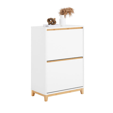 Rootz Modern Shoe Cabinet - Foldable Compartments - Space-Saving Storage - MDF & Bamboo - 60x91x34cm