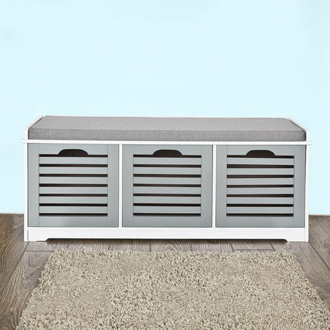 Rootz Hallway Storage Bench with Seat Cushion - Shoe Cabinet - Entryway Organizer - MDF Construction - Removable Baskets - Comfortable Seating - Versatile Use - Approx. 43cm x 105cm x 35cm