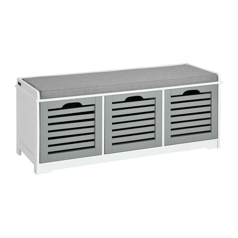 Rootz Hallway Storage Bench with Seat Cushion - Shoe Cabinet - Entryway Organizer - MDF Construction - Removable Baskets - Comfortable Seating - Versatile Use - Approx. 43cm x 105cm x 35cm