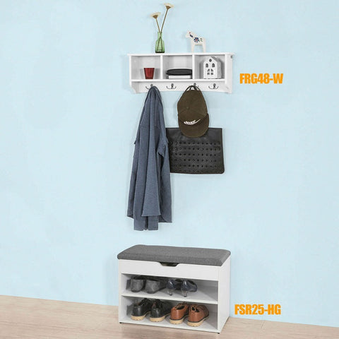 Rootz Shoe Bench with Seat - Shoe Rack - Shoe Cabinet - Comfortable Cushion - Spacious Storage - Safe Rubber Feet - 60cm x 43cm x 30cm - Light Gray