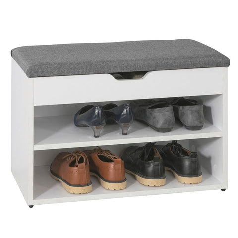 Rootz Shoe Bench with Seat - Shoe Rack - Shoe Cabinet - Comfortable Cushion - Spacious Storage - Safe Rubber Feet - 60cm x 43cm x 30cm - Light Gray