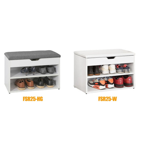 Rootz Shoe Bench with Seat - Shoe Rack - Shoe Cabinet - Comfortable Cushion - Spacious Storage - Safe Rubber Feet - 60cm x 43cm x 30cm - Light Gray