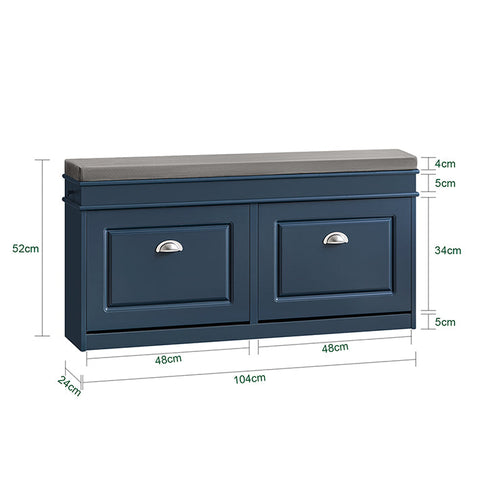 Rootz Shoe Storage Cabinet - Shoe Organizer - Shoe Rack - Space-Saving Design - 104x52x24cm - MDF Painted Blue