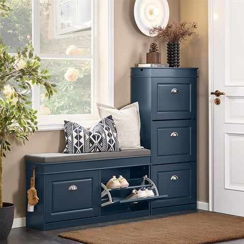 Rootz Shoe Storage Cabinet - Shoe Organizer - Shoe Rack - Space-Saving Design - 104x52x24cm - MDF Painted Blue