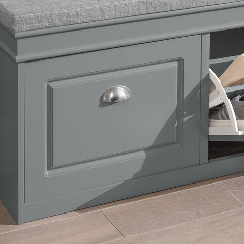 Rootz Shoe Bench with Storage - Shoe Tipper - Entryway Bench - Space-Saving Design - Comfortable Seating - Eco-Friendly FSC Certified - Light Gray MDF - 104cm x 51cm x 24cm