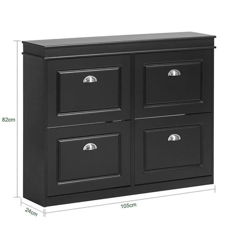 Rootz Shoe Tipper Cabinet - Shoe Storage Organizer - Shoe Dresser - FSC Certified - Sturdy & Secure - Wall Attachable - 105cm x 82cm x 24cm - Black