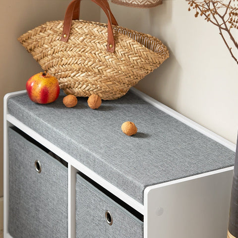 Rootz Shoe Storage Bench - Sitting Chest of Drawers - Entryway Organizer - Removable Baskets - Comfortable Cushion - Space-Saving - 68cm x 45cm x 32cm