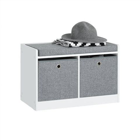 Rootz Shoe Storage Bench - Sitting Chest of Drawers - Entryway Organizer - Removable Baskets - Comfortable Cushion - Space-Saving - 68cm x 45cm x 32cm