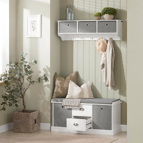 Rootz Shoe Storage Bench - Entryway Organizer - Shoe Rack - Comfortable Seating - Removable Baskets - Durable MDF Construction - 100cm x 50cm x 35cm