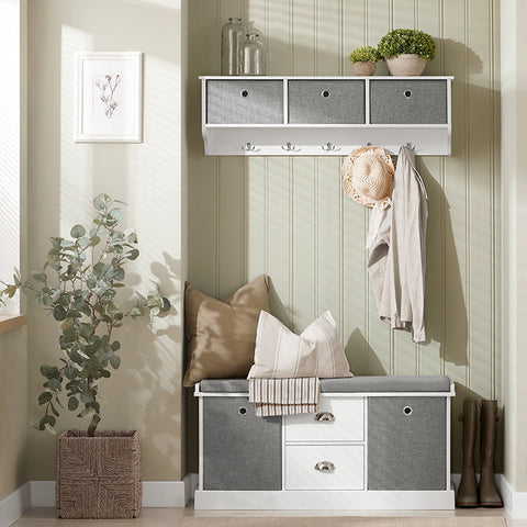 Rootz Shoe Storage Bench - Entryway Organizer - Shoe Rack - Comfortable Seating - Removable Baskets - Durable MDF Construction - 100cm x 50cm x 35cm