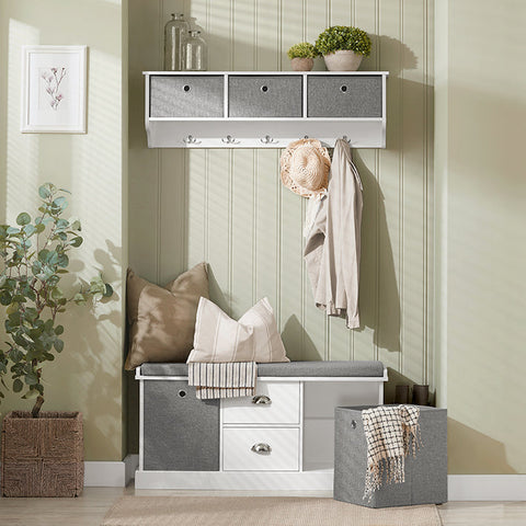 Rootz Shoe Storage Bench - Entryway Organizer - Shoe Rack - Comfortable Seating - Removable Baskets - Durable MDF Construction - 100cm x 50cm x 35cm