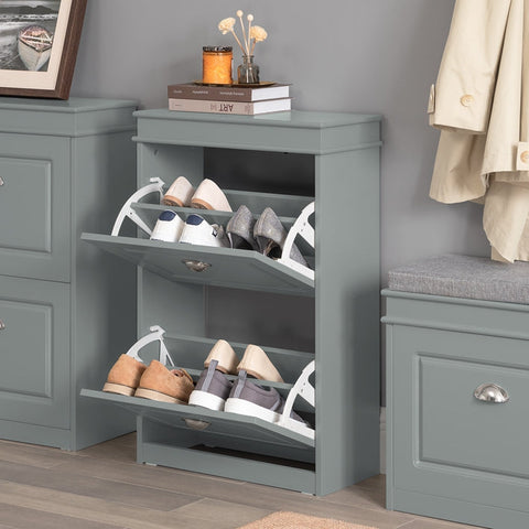 Rootz Shoe Cabinet with 2 Flaps - Shoe Tipper - Shoe Organizer - FSC Certified - Wall Attachable - 100% Recyclable Packaging - 53cm x 82cm x 24cm