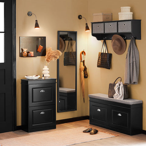 Rootz Shoe Cabinet with 2 Flaps - Shoe Tipper - Shoe Organizer - Sturdy Construction - Wall Attachable - Space-Saving Design - 53cm x 82cm x 24cm