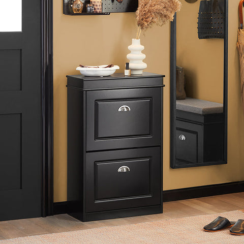 Rootz Shoe Cabinet with 2 Flaps - Shoe Tipper - Shoe Organizer - Sturdy Construction - Wall Attachable - Space-Saving Design - 53cm x 82cm x 24cm