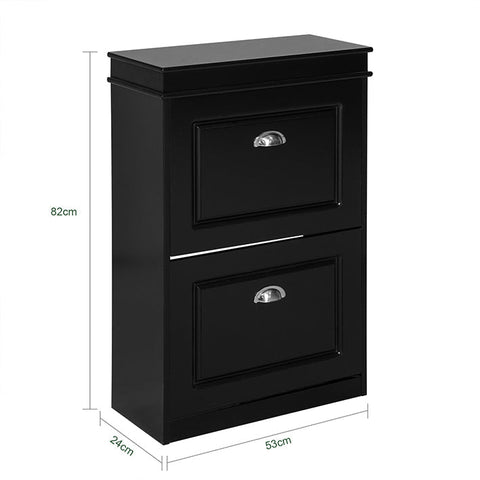 Rootz Shoe Cabinet with 2 Flaps - Shoe Tipper - Shoe Organizer - Sturdy Construction - Wall Attachable - Space-Saving Design - 53cm x 82cm x 24cm