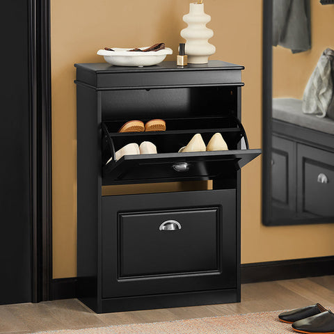 Rootz Shoe Cabinet with 2 Flaps - Shoe Tipper - Shoe Organizer - Sturdy Construction - Wall Attachable - Space-Saving Design - 53cm x 82cm x 24cm