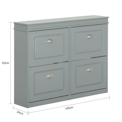 Rootz Shoe Cabinet with 4 Flaps - Shoe Tipper - Shoe Organizer - FSC Certified - Sturdy Construction - Wall Attachable - 105cm x 82cm x 24cm