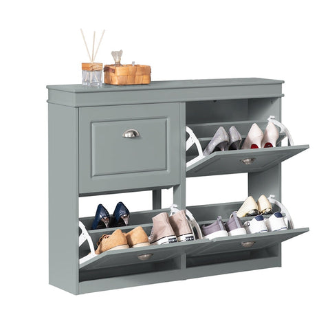 Rootz Shoe Cabinet with 4 Flaps - Shoe Tipper - Shoe Organizer - FSC Certified - Sturdy Construction - Wall Attachable - 105cm x 82cm x 24cm