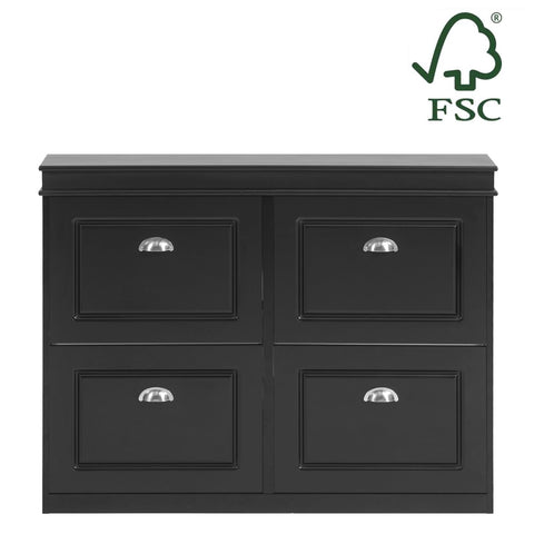 Rootz Shoe Tipper Cabinet - Shoe Storage Organizer - Shoe Dresser - FSC Certified - Sturdy & Secure - Wall Attachable - 105cm x 82cm x 24cm - Black