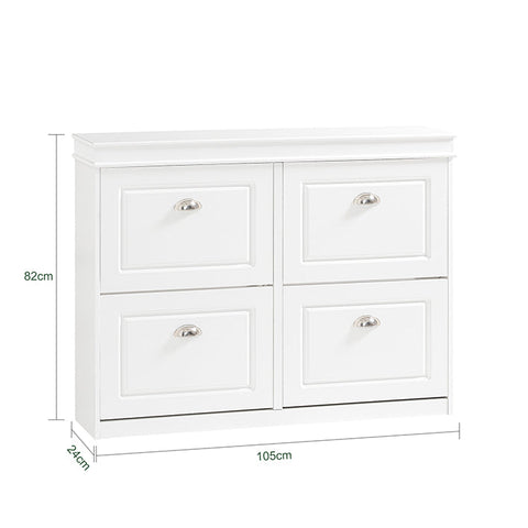 Rootz White Shoe Cabinet - Shoe Tipper - Shoe Storage Organizer - FSC Certified - Sturdy Construction - Wall Attachable - 105cm x 83cm x 24cm
