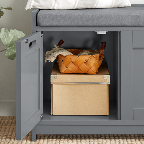 Rootz Hallway Bench with Shoe Storage - Shoe Cabinet - Entryway Organizer - Comfortable Padded Seat - Removable Cushion - MDF Construction - 90cm x 45cm x 35cm