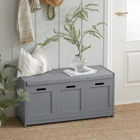 Rootz Hallway Bench with Shoe Storage - Shoe Cabinet - Entryway Organizer - Comfortable Padded Seat - Removable Cushion - MDF Construction - 90cm x 45cm x 35cm