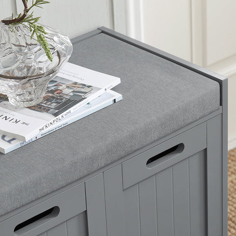 Rootz Hallway Bench with Shoe Storage - Shoe Cabinet - Entryway Organizer - Comfortable Padded Seat - Removable Cushion - MDF Construction - 90cm x 45cm x 35cm