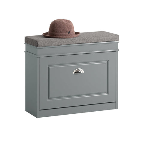 Rootz Shoe Cabinet Bench - Shoe Tipper - Shoe Dresser - Versatile Storage - Comfortable Seating - Easy Assembly - Light Gray MDF - 61cm x 51cm x 24cm