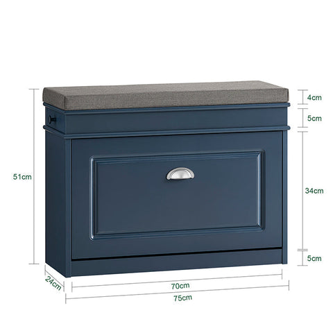 Rootz Shoe Storage Cabinet - Footwear Organizer - Shoe Holder - Space-saving Shoe Rack - With Flap - 75x52x24cm