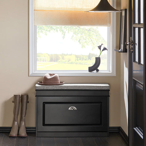 Rootz Shoe Cabinet Bench - Shoe Storage - Shoe Organizer - FSC Certified - Cushioned Seat - Eco-Friendly Packaging - 75cm x 51cm x 24cm