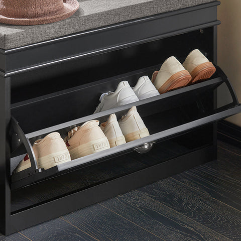 Rootz Shoe Cabinet Bench - Shoe Storage - Shoe Organizer - FSC Certified - Cushioned Seat - Eco-Friendly Packaging - 75cm x 51cm x 24cm