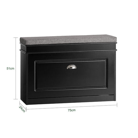 Rootz Shoe Cabinet Bench - Shoe Storage - Shoe Organizer - FSC Certified - Cushioned Seat - Eco-Friendly Packaging - 75cm x 51cm x 24cm