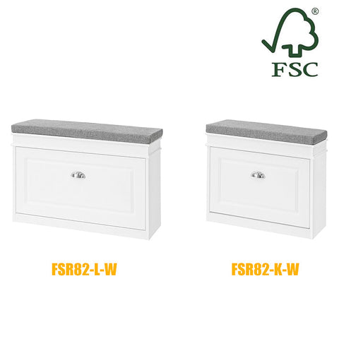 Rootz Shoe Cabinet Bench with Flap - Shoe Tipper - Shoe Storage Organizer - FSC Certified - 100% Recyclable Packaging - Comfortable Seat Cushion - 75cm x 51cm x 24cm