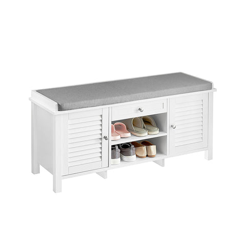 Rootz Shoe Storage Bench - Entryway Bench - Shoe Organizer - Space-Saving Design - Dual-Door - Dual-Shelf - Comfortable Seating - 107cm x 50cm x 35cm