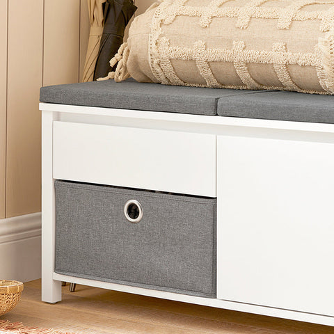 Rootz Shoe Storage Bench - Entryway Bench - Shoe Rack with Cushion - Adjustable Shelf - Scratch-Resistant - 90cm x 45cm x 30cm