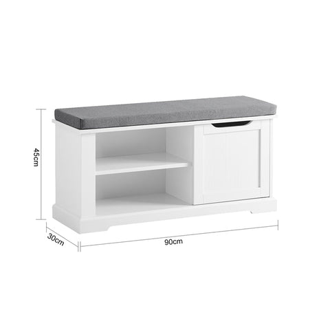Rootz Shoe Storage Bench - Entryway Bench - Shoe Rack with Cushion - Adjustable Shelf - Scratch-Resistant - 90cm x 45cm x 30cm