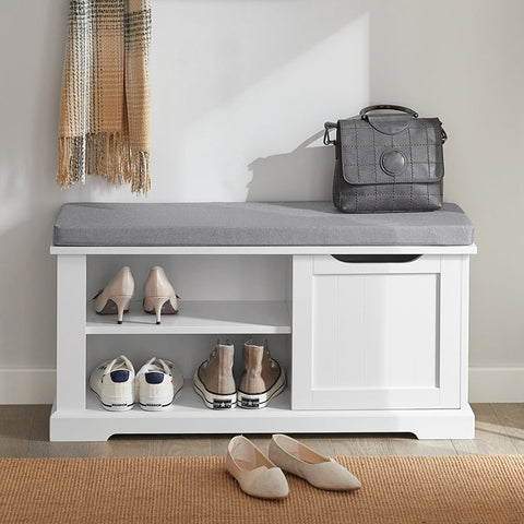 Rootz Shoe Storage Bench - Entryway Bench - Shoe Rack with Cushion - Adjustable Shelf - Scratch-Resistant - 90cm x 45cm x 30cm