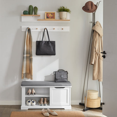 Rootz Shoe Storage Bench - Entryway Bench - Shoe Rack with Cushion - Adjustable Shelf - Scratch-Resistant - 90cm x 45cm x 30cm