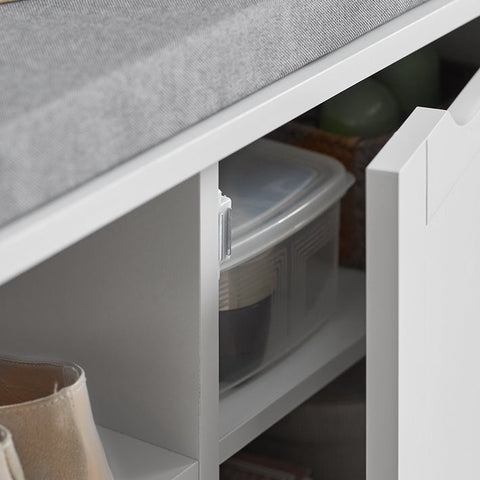 Rootz Shoe Storage Bench - Entryway Bench - Shoe Rack with Cushion - Adjustable Shelf - Scratch-Resistant - 90cm x 45cm x 30cm
