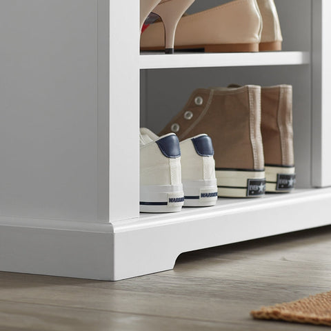 Rootz Shoe Storage Bench - Entryway Bench - Shoe Rack with Cushion - Adjustable Shelf - Scratch-Resistant - 90cm x 45cm x 30cm